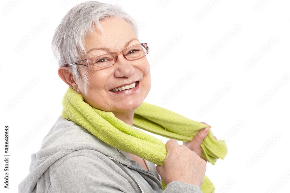 Canvas Prints energetic old woman smiling after workout