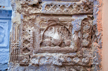 ornamental and aged wall background in Jodphur, India