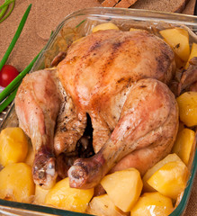 roast chicken with potatoes