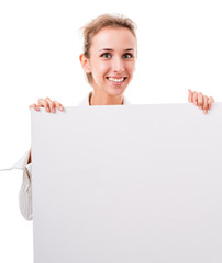 business woman with empty poster