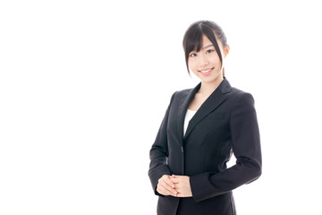 asian businesswoman on white background