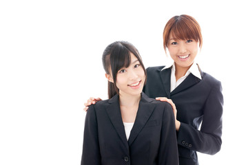 asian businesswomen on white bckground