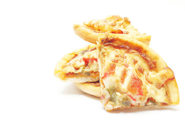 Pizza slices on white background