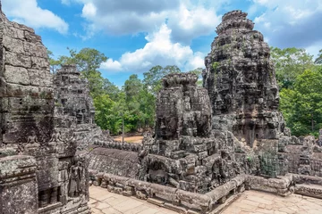 Wall murals Rudnes Prasat Bayon. .The ruins of Angkor Thom Temple in Cambodia.