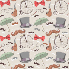 Retro seamless pattern with vintage objects