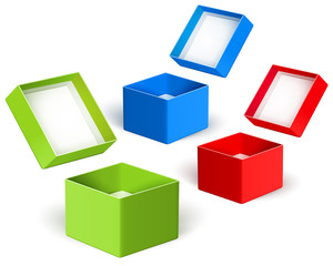 Open color boxes. Vector