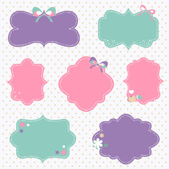 Retro romantic love stickers and tags