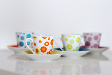 Bright complete set of children's ware on a white background