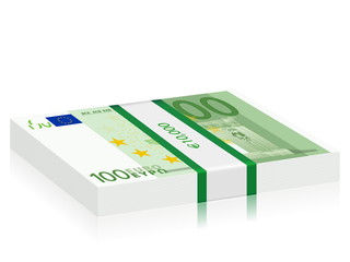 one hundred euro stack