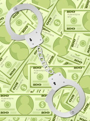 Handcuffs on dollar background