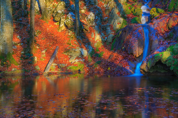 Beautiful autumn foliage, waterfalls and reflection patterns