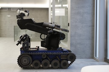 The police robot for working with bomb.