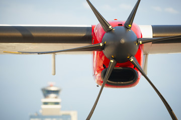 Propeller airplane at the airport