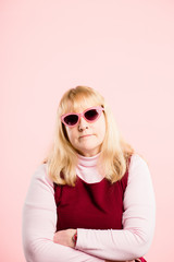 Fototapeta premium funny woman portrait pink background real people high definition