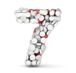 Number 7, alphabet from pills