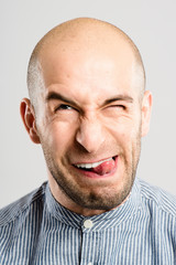 funny man portrait real people high definition grey background