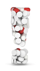 Exclamation mark , alphabet from pills
