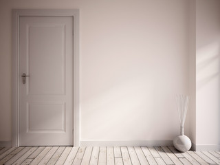 white empty interior with a white door