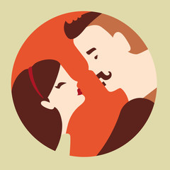couple in love, girlfriend and boyfriend vector illustration