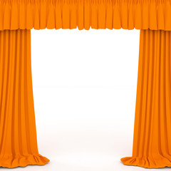 orange curtains on the white background