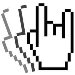 Pixelgrafik Hand - Rock in Bewegung