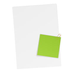 Blatt Papier mit angeheftetem Notizzettel
