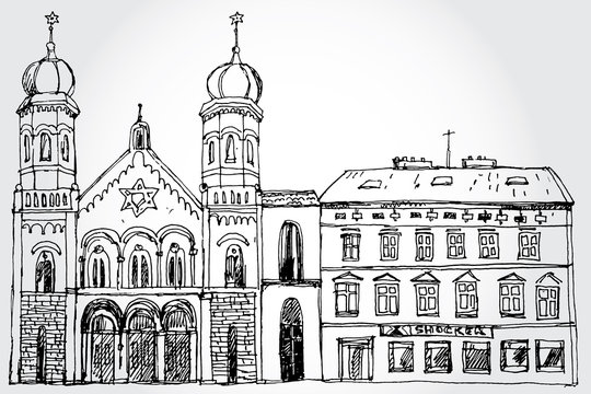 black and white building sketch clip art preview