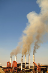 White Smoke out of Industrial smokestack