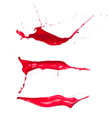  Red paint splashes collection on white background