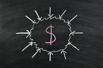 money concept on blackboard