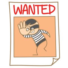 cartoon character of notice thief wanted