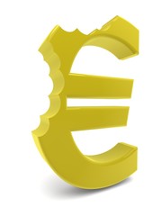 Eurozeichen in Gold zweimal abgebissen