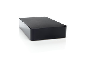 Hard disk external black and reflection on white background