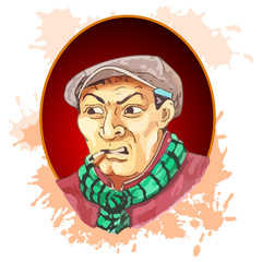 Mann mit Mütze und Schall