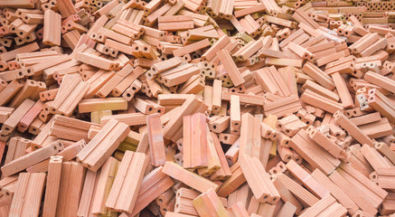 Stack of old red bricks