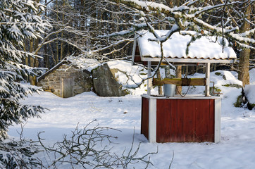 Swedish well and ground basement in winter season