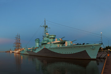 Obraz premium Historic warship Polish Navy during World War II