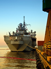 Fototapeta premium A US Warship in port of Gdynia, Poland.