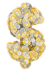 Dollar sign from camomile flowers