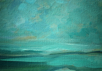 sea landscape oil on a canvas,  illustration, painting - obrazy, fototapety, plakaty