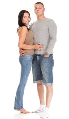 Portrait of a beautiful young happy smiling couple isolated