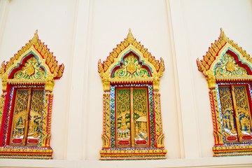 Thai style art on window temple