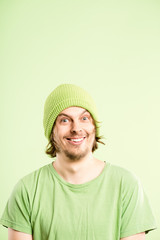 funny man portrait real people high definition green background