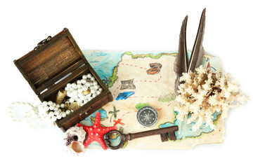 map of treasures isolated on white