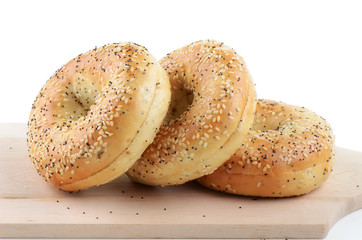 Poppy seed and sesame seed bagels