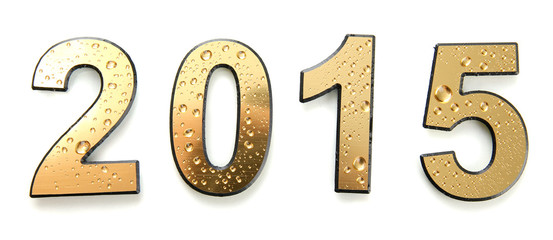 2015 in golden numbers, isolated on white