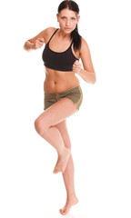 Fototapeta premium Runner woman Running fitness sport jogging smiling happy isolate