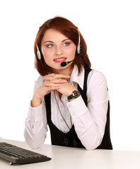 Customer service operator isolated on white background