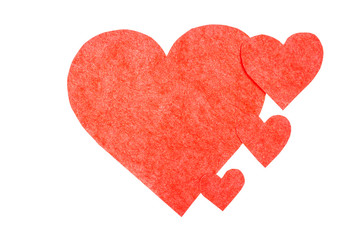Some red hearts on a white background