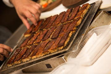 Preparacion de bocados de carne.